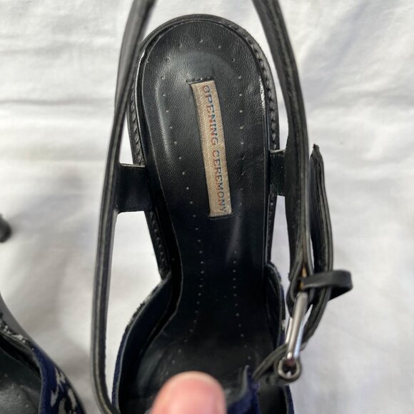 Opening Ceremony Jeanette Black & Blue Velvet Floral High Heel Sandals 41 EU - Picture 7 of 14